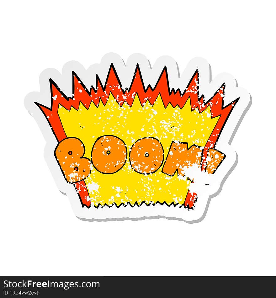 retro distressed sticker of a cartoon comic book explosion