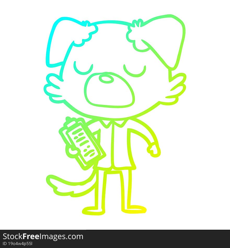 cold gradient line drawing cartoon dog manager