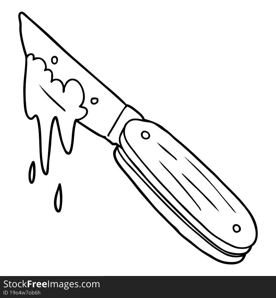 cartoon bloody knife. cartoon bloody knife