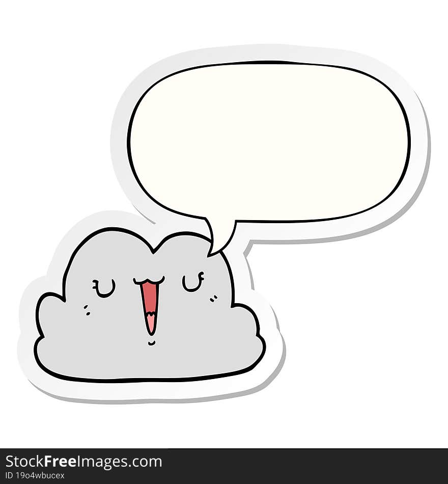 cute cartoon cloud with speech bubble sticker