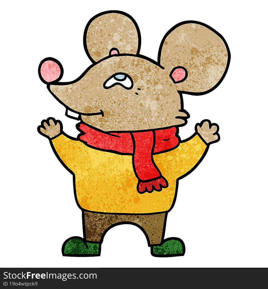 cartoon mouse wearing scarf. cartoon mouse wearing scarf