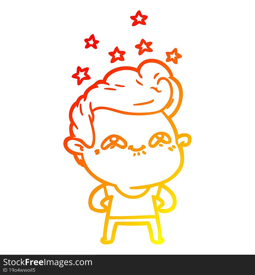 warm gradient line drawing cartoon excited man