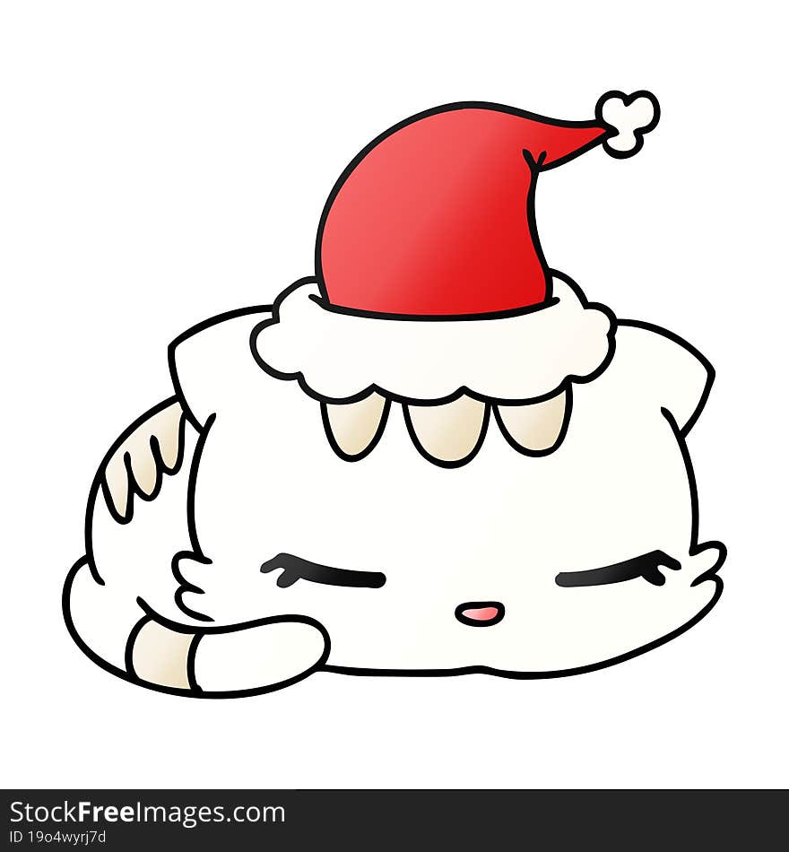 hand drawn christmas gradient cartoon of kawaii cat