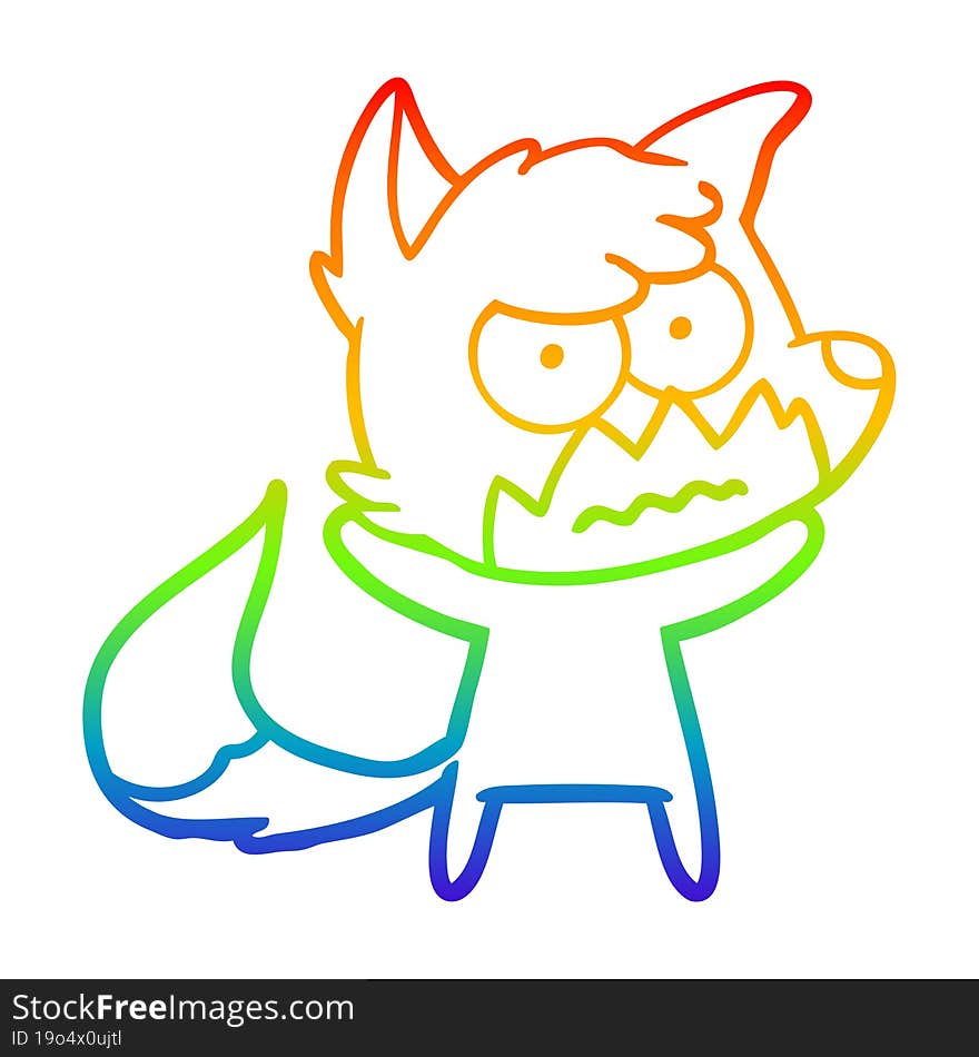 rainbow gradient line drawing cartoon annoyed fox