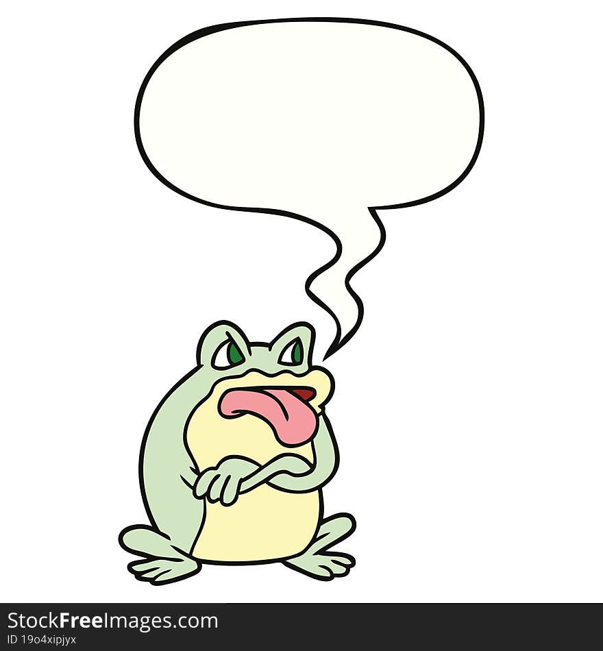 Grumpy Cartoon Frog And Speech Bubble