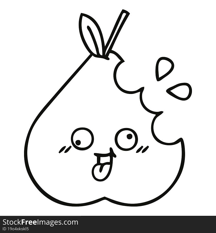 line drawing cartoon green pear