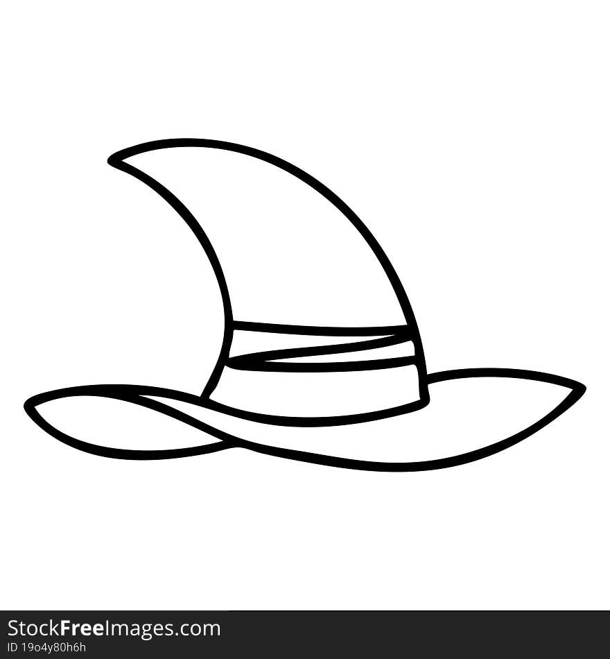 line doodle of a spooky witch hat