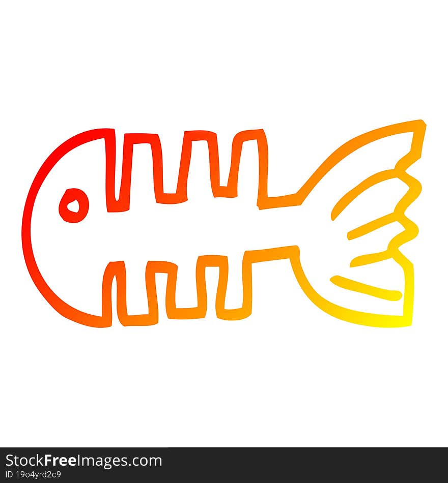 warm gradient line drawing cartoon fish bones