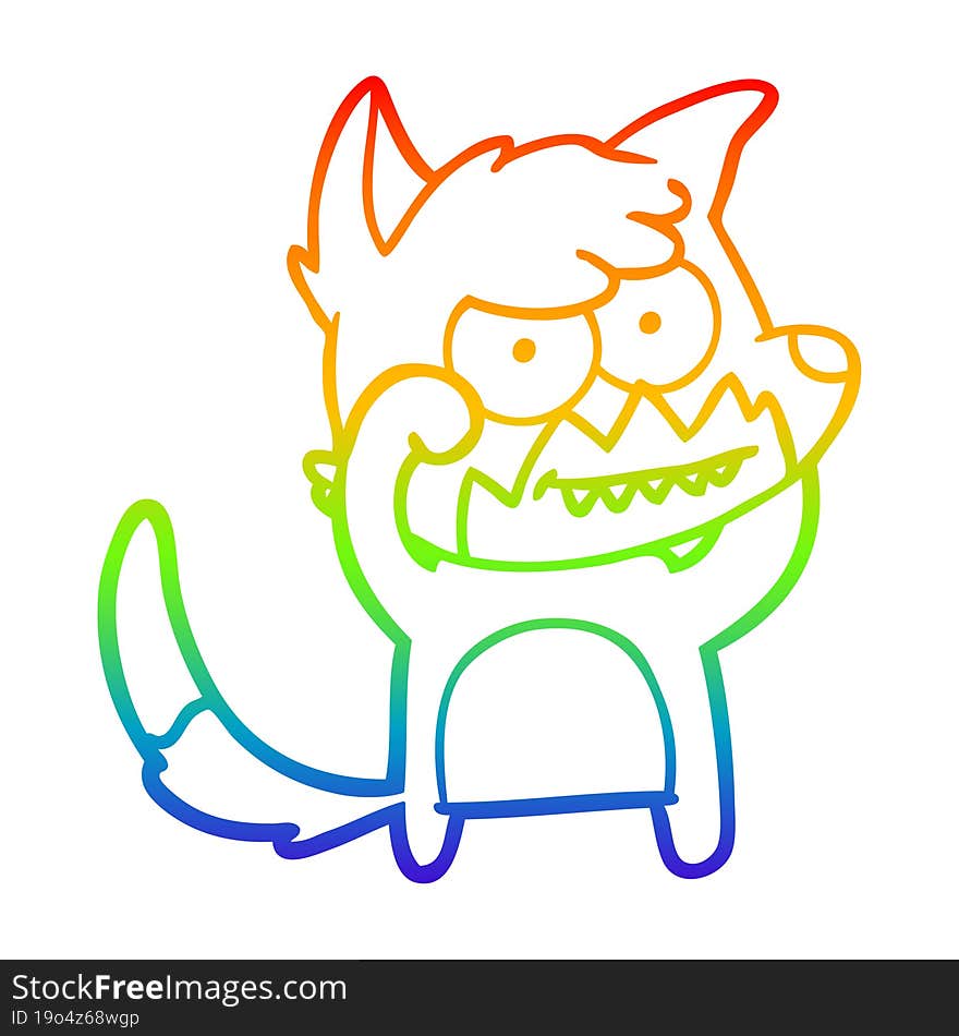 rainbow gradient line drawing cartoon grinning fox