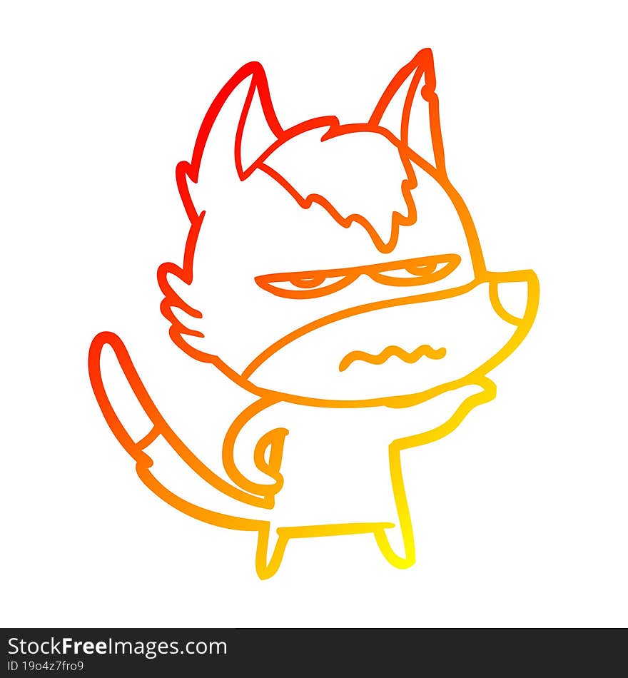 warm gradient line drawing cartoon annoyed wolf