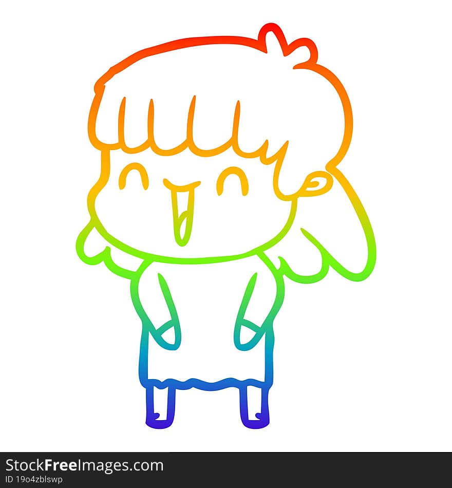 rainbow gradient line drawing of a cartoon woman