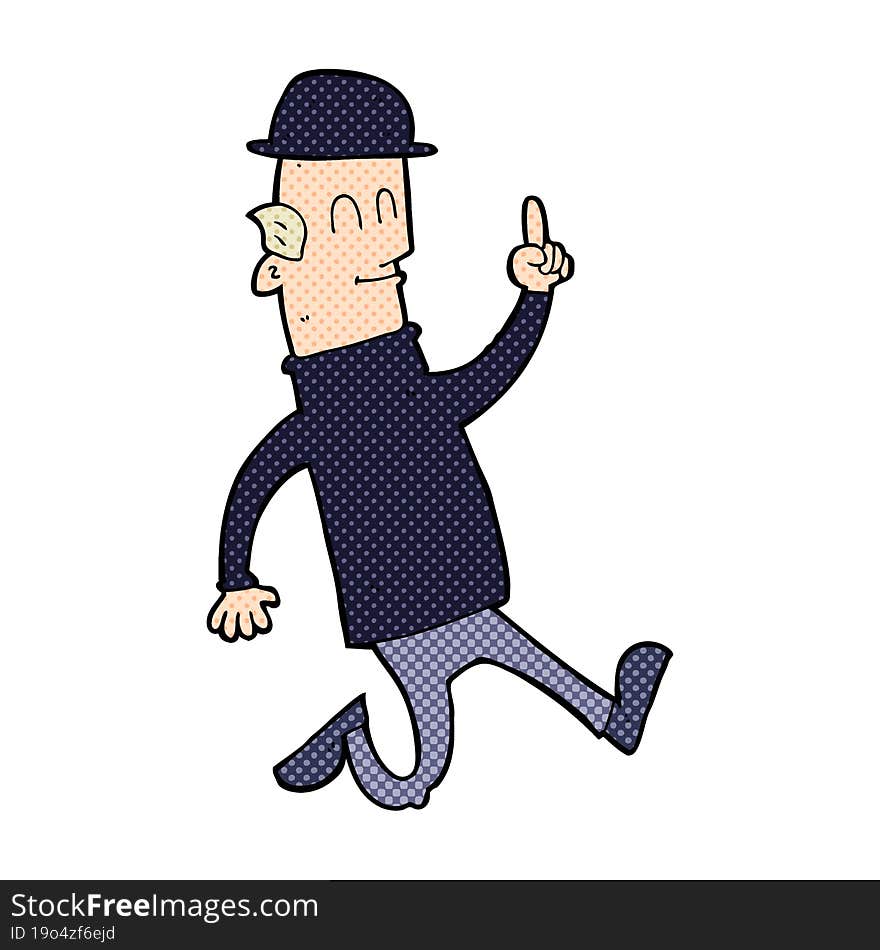 cartoon man wearing bowler hat