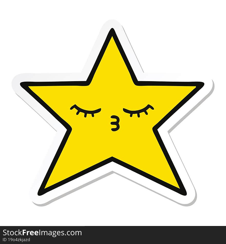 sticker of a cute cartoon gold star