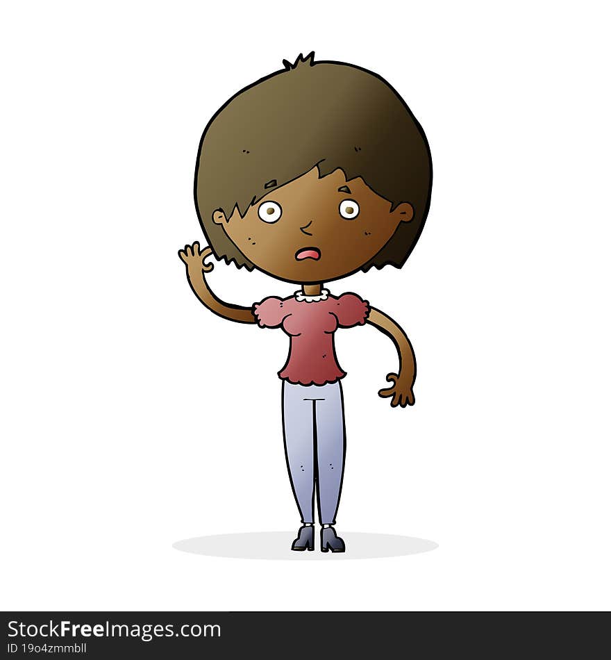 cartoon waving woman