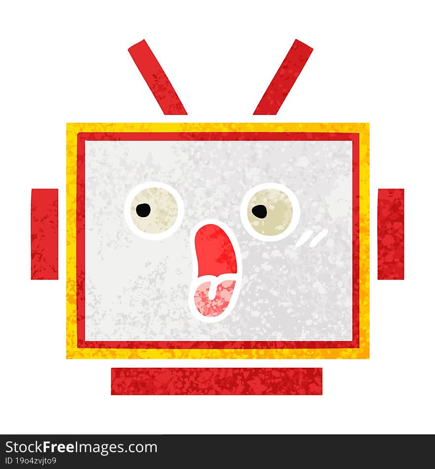 retro illustration style cartoon robot head