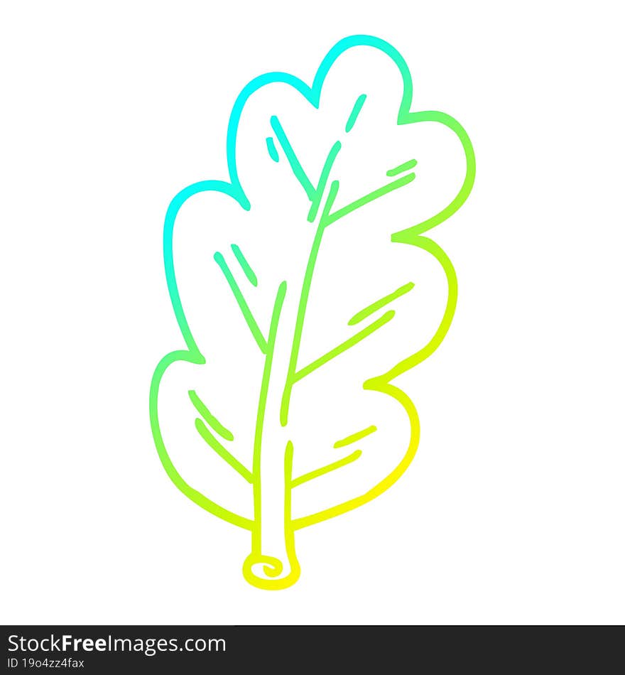 Cold Gradient Line Drawing Cartoon Leaf