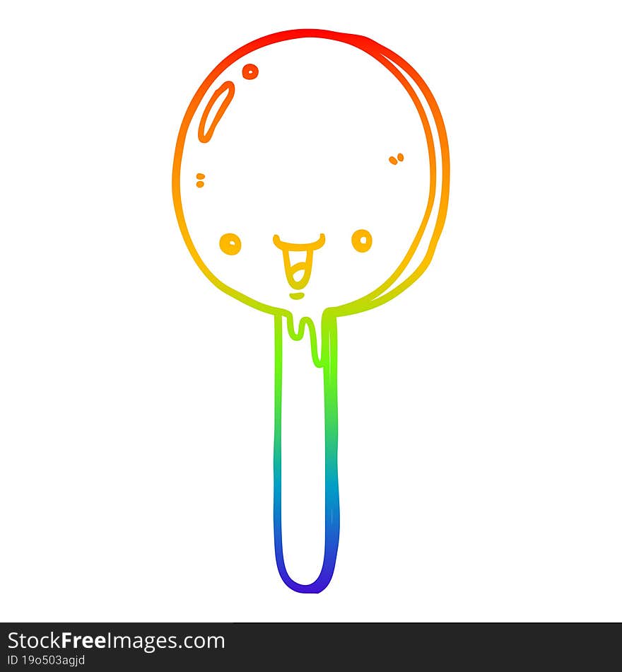 rainbow gradient line drawing cartoon candy lollipop