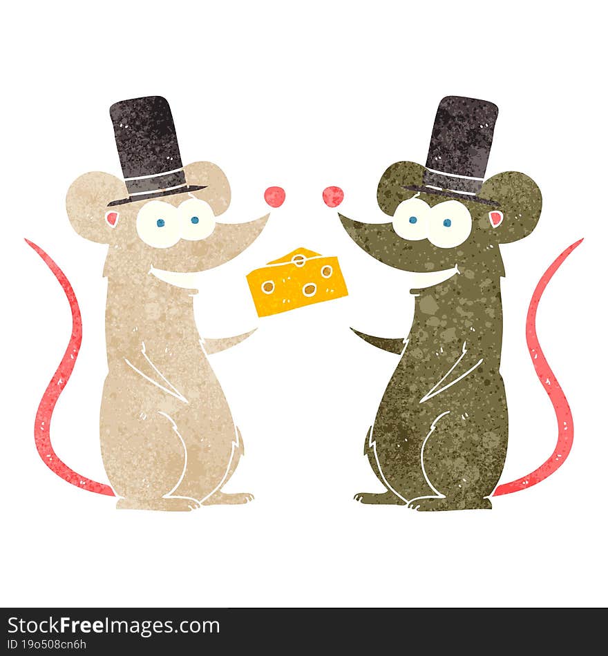 retro cartoon mice with cheese