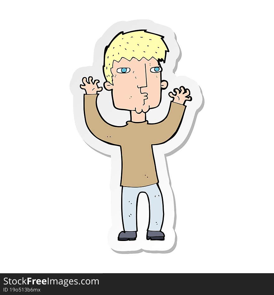 sticker of a cartoon anxious man