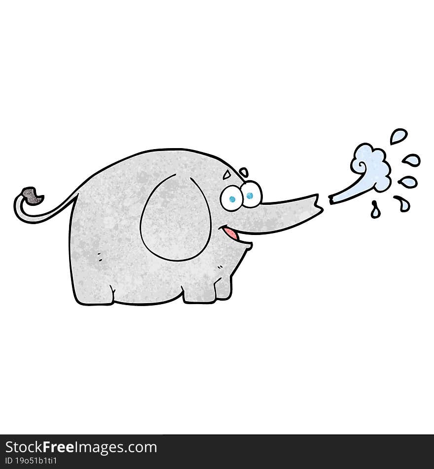 textured cartoon elephant squirting water