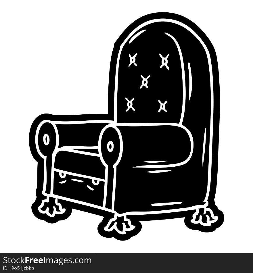 cartoon icon drawing of a blue arm chair