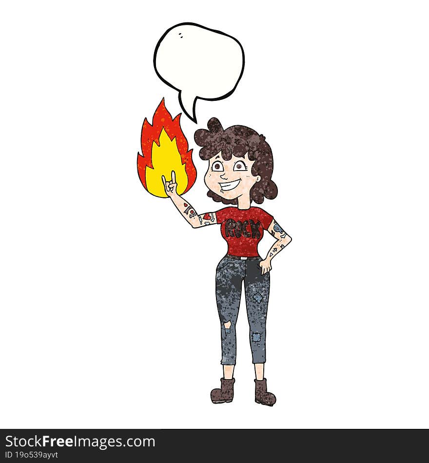 speech bubble textured cartoon rock girl