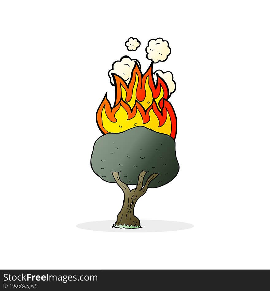 cartoon tree on fire