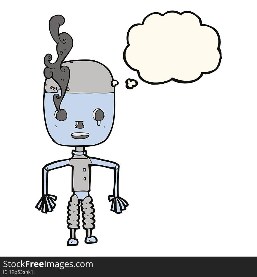 cartoon robot with thought bubble