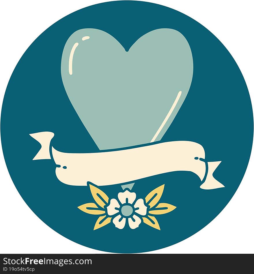 Tattoo Style Icon Of A Heart And Banner