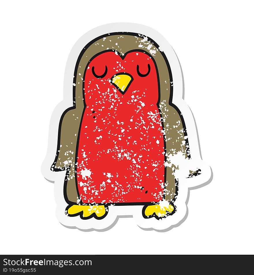 retro distressed sticker of a cartoon christmas robin