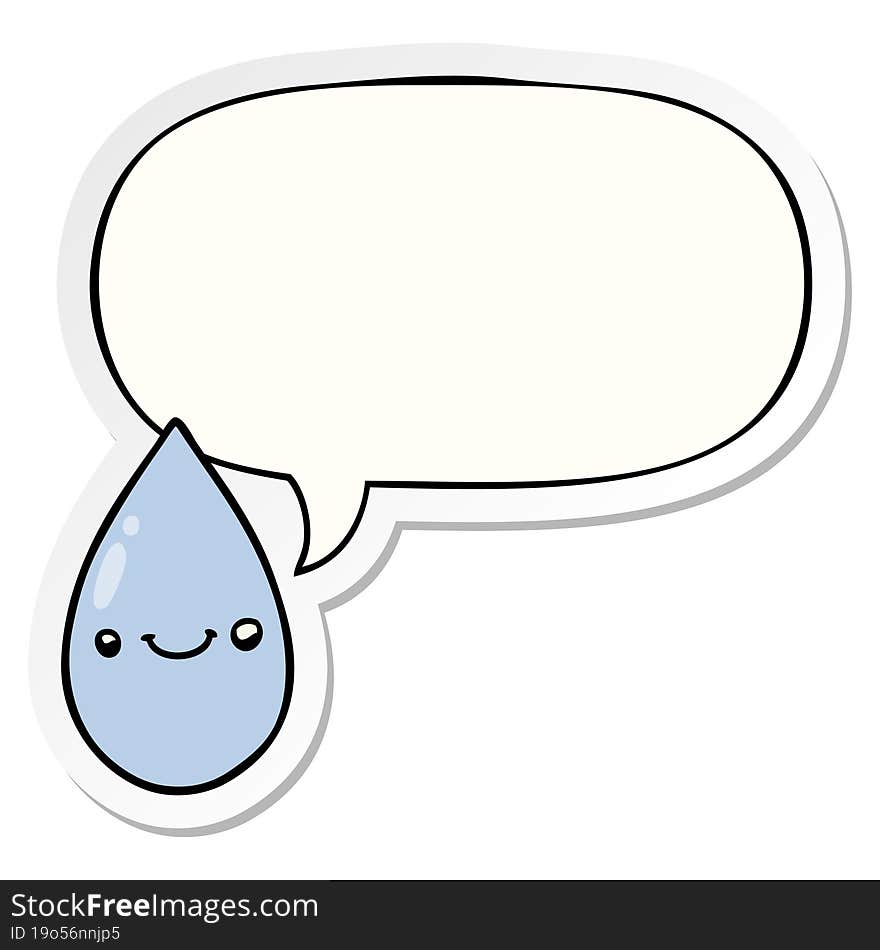 cartoon cute raindrop and speech bubble sticker