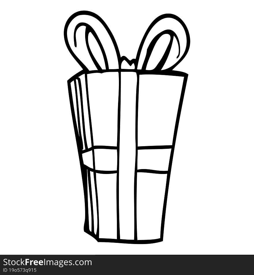 Line Drawing Cartoon Wrapped Present