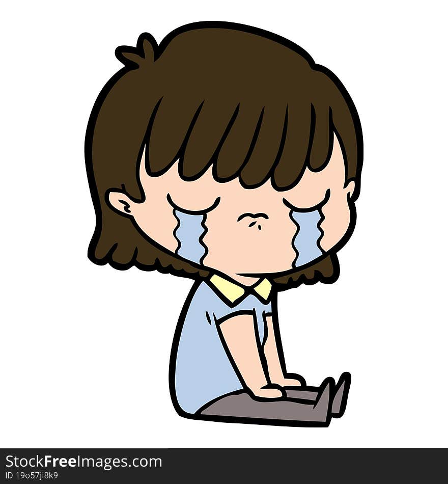 cartoon woman crying. cartoon woman crying