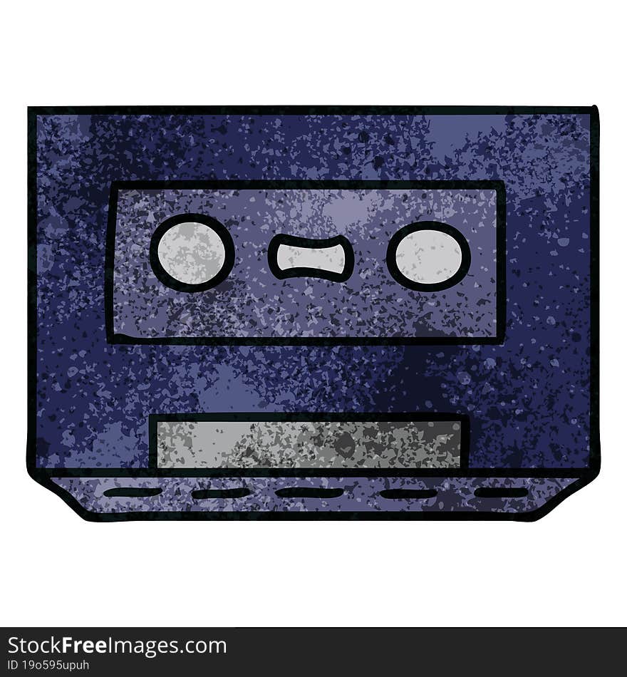 textured cartoon doodle of a retro cassette tape