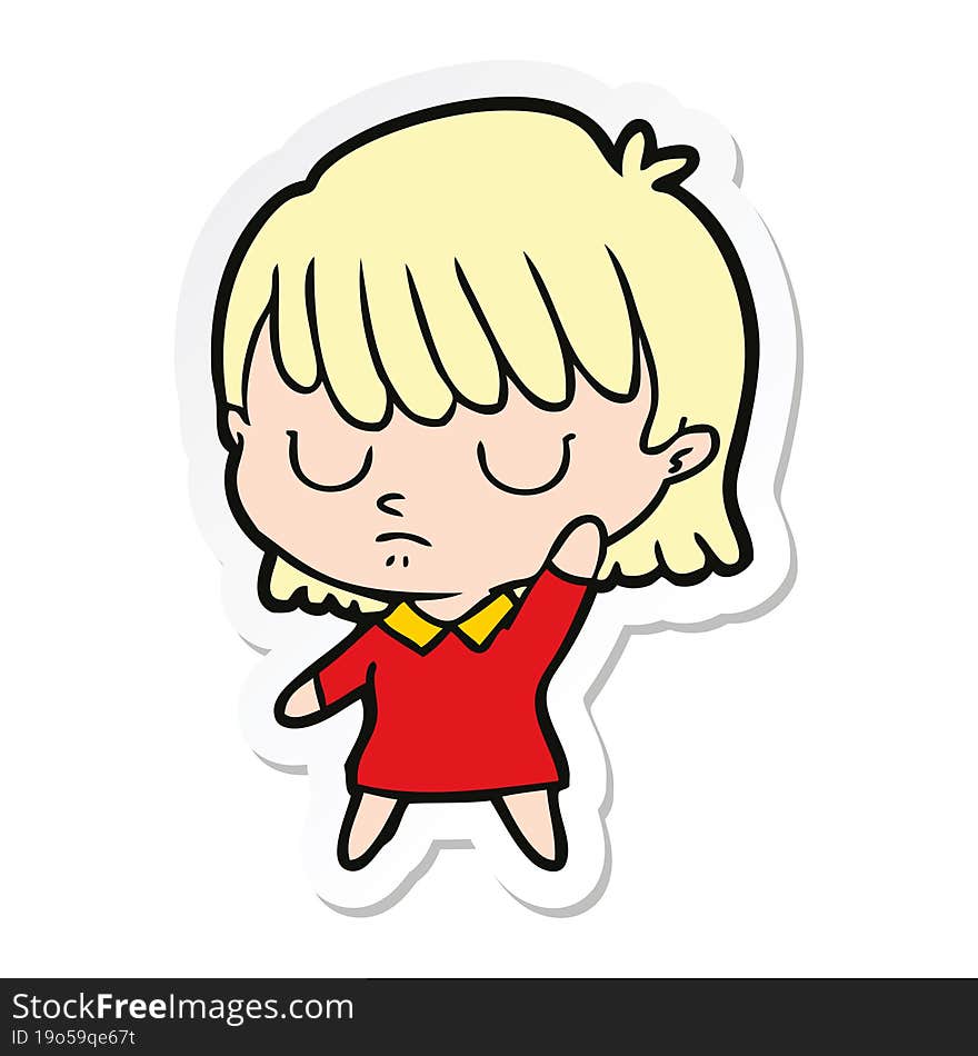 sticker of a cartoon woman