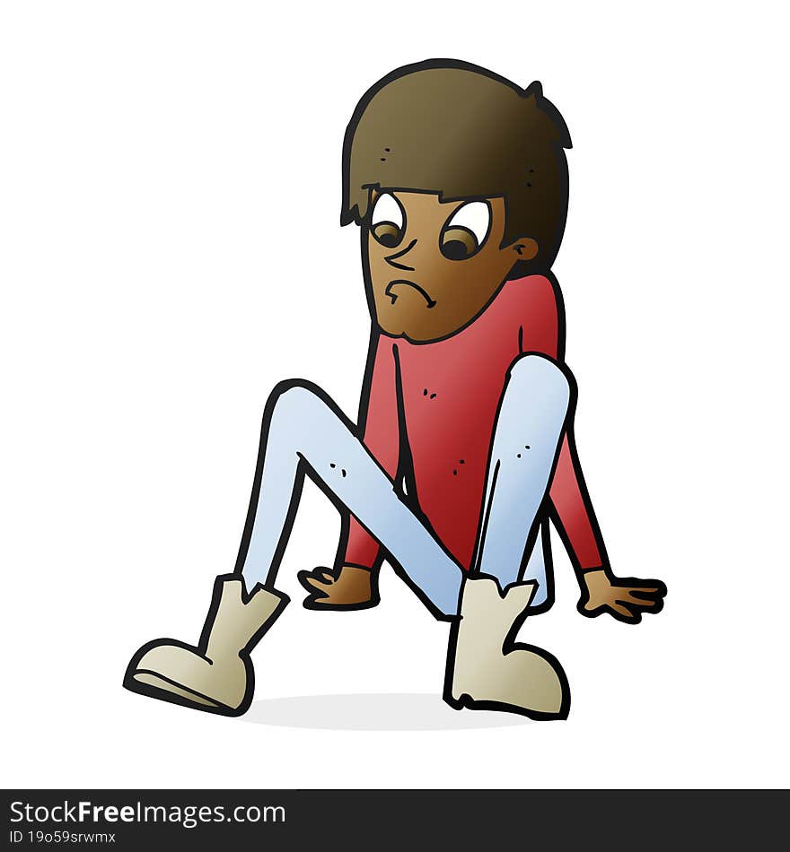 cartoon boy sitting on floor