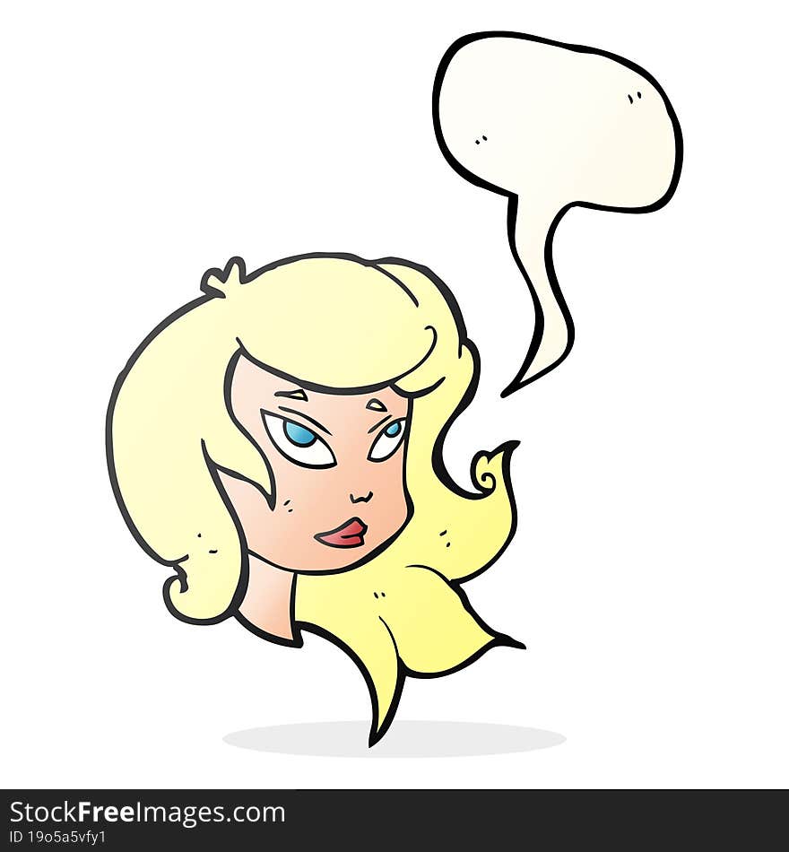 Speech Bubble Cartoon Female Face