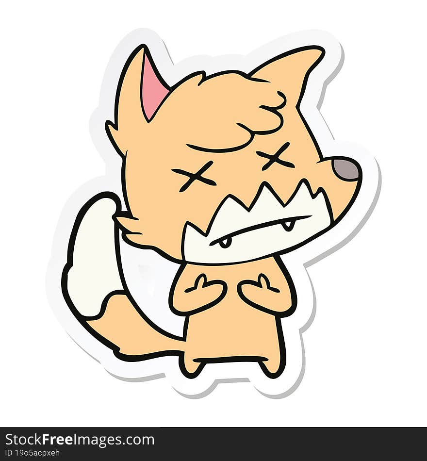 Sticker Of A Cartoon Cross Eyed Fox