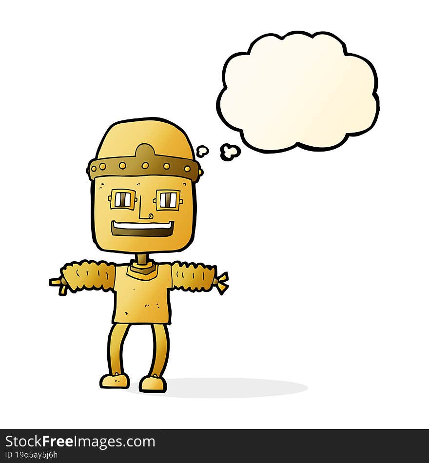 cartoon robot with thought bubble