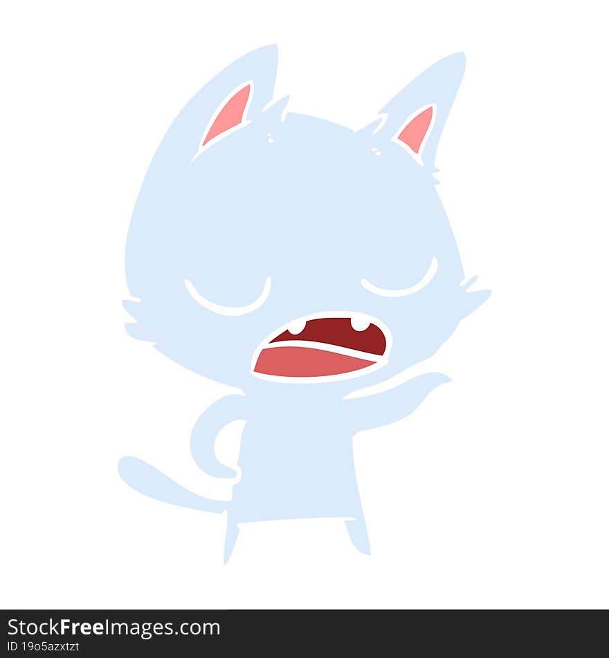 talking cat flat color style cartoon