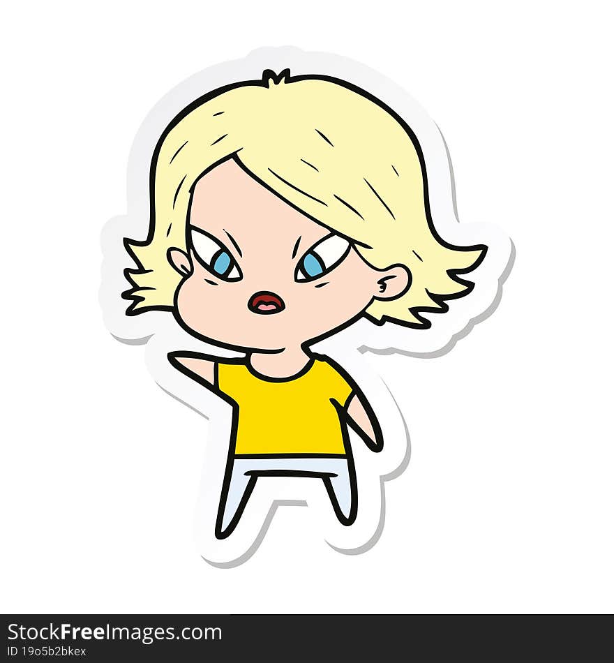 sticker of a cartoon stressed woman