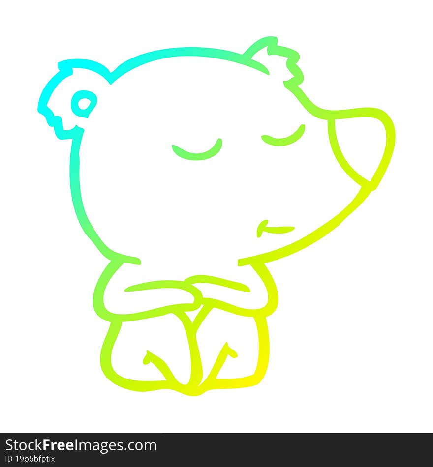 cold gradient line drawing happy cartoon polar bear