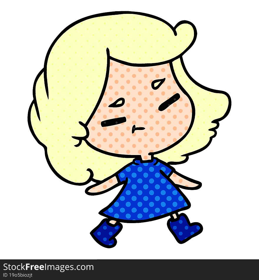 cartoon illustration of a cute kawaii girl. cartoon illustration of a cute kawaii girl