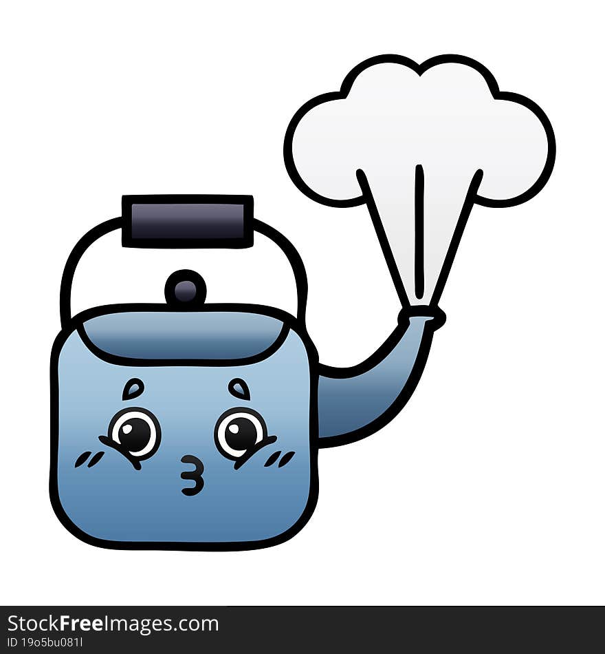 gradient shaded cartoon steaming kettle