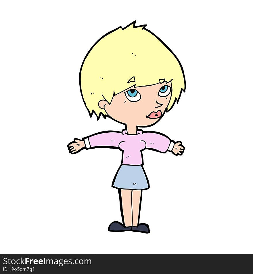 Cartoon Woman With Open Arms