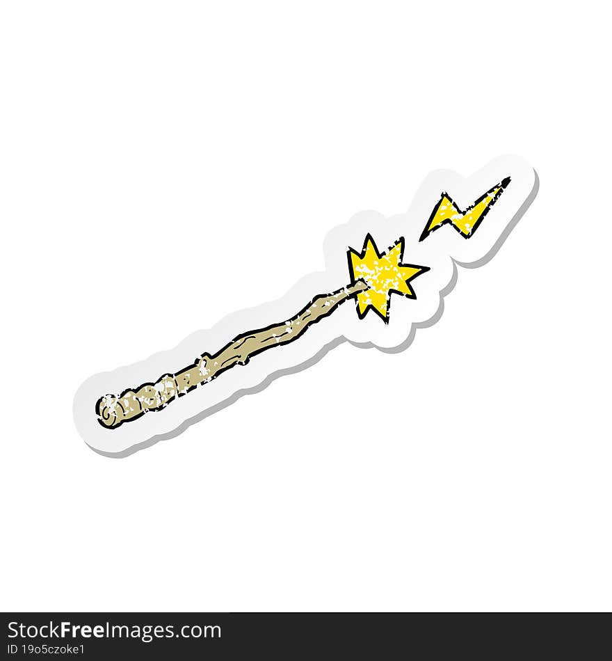 retro distressed sticker of a cartoon magic wand