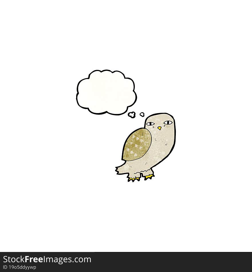 cartoon wise owl with thought bubble