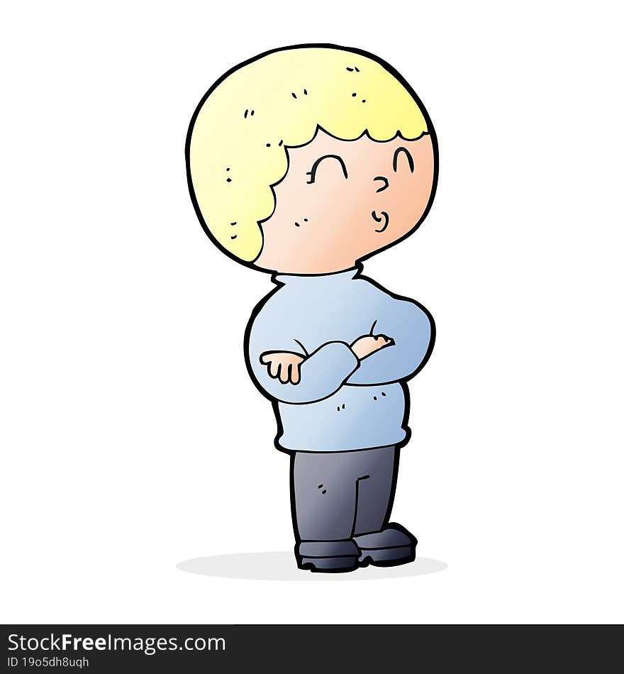 cartoon boy with folded arms