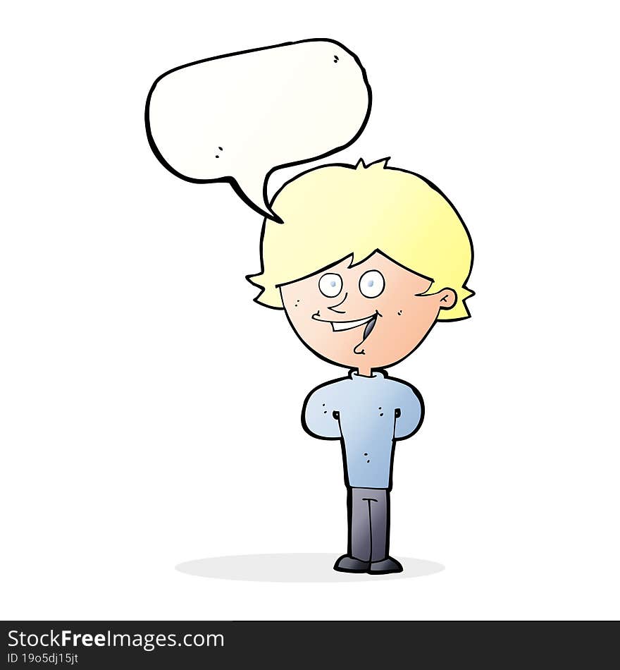 cartoon happy boy with speech bubble