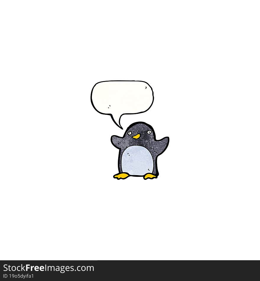 Cartoon Penguin With Speech Bubble